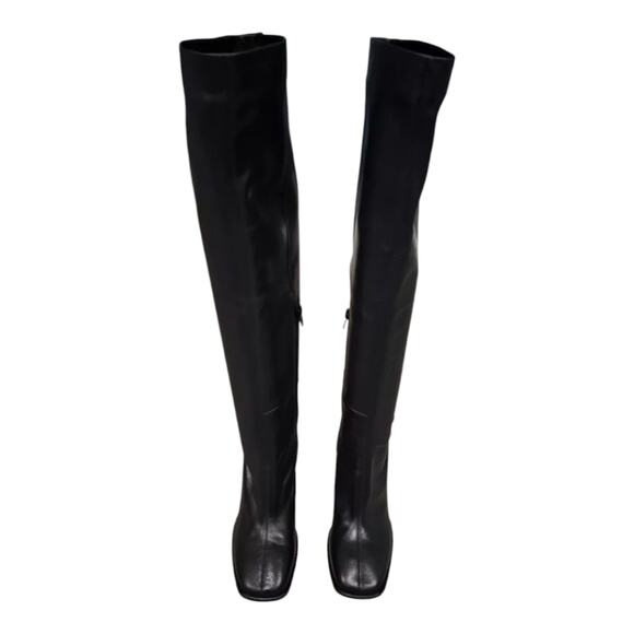 Jeffrey Campbell Ziletta Black Leather Over The Knee Boots Heel Dressy Party - Picture 5 of 16